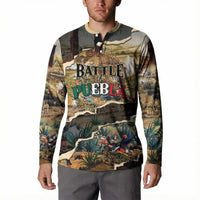 Mexican Battle of Puebla Button Sweatshirt Vintage Art Style