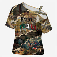 Mexican Battle of Puebla Cross Shoulder Shirt Vintage Art Style