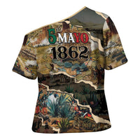 Mexican Battle of Puebla Cross Shoulder Shirt Vintage Art Style