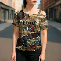 Mexican Battle of Puebla Cross Shoulder Shirt Vintage Art Style