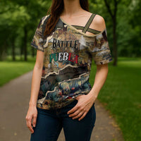 Mexican Battle of Puebla Cross Shoulder Shirt Vintage Art Style