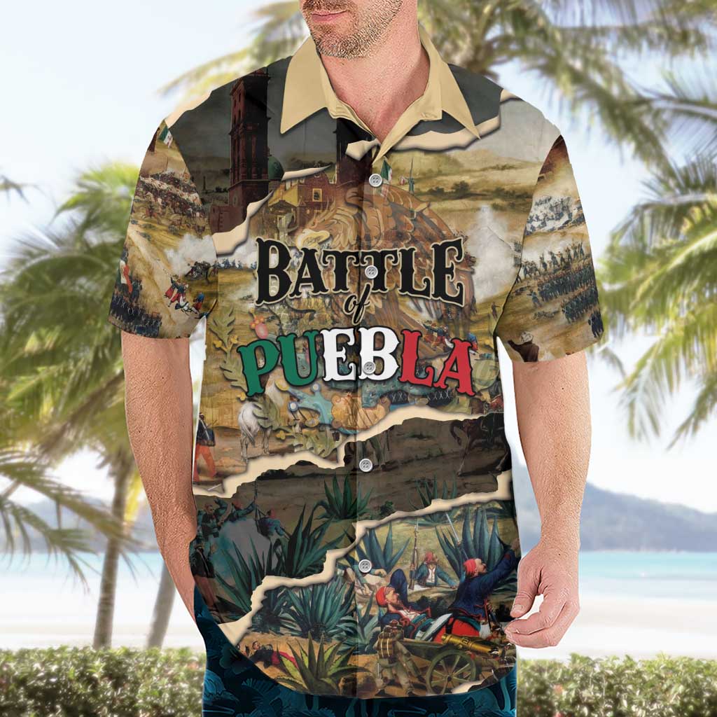 Mexican Battle of Puebla Hawaiian Shirt Vintage Art Style