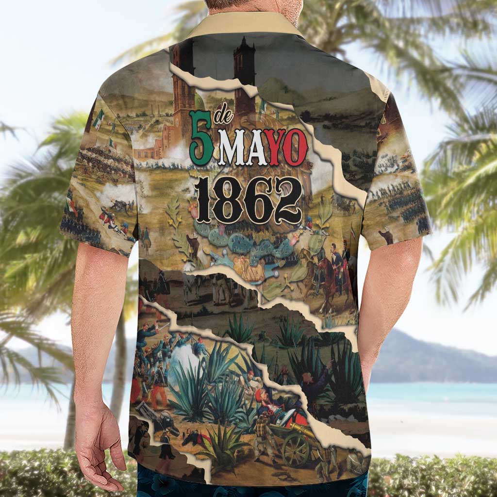 Mexican Battle of Puebla Hawaiian Shirt Vintage Art Style