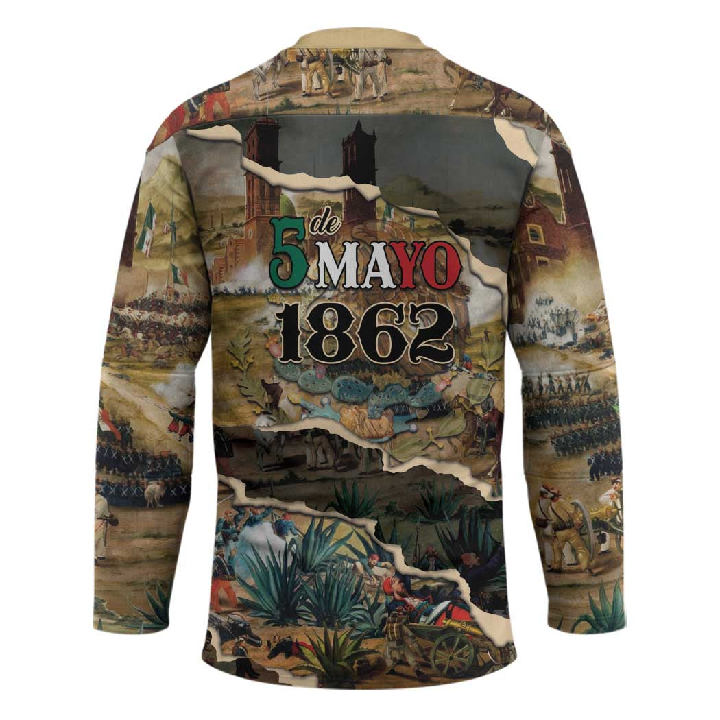 Mexican Battle of Puebla Hockey Jersey Vintage Art Style