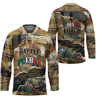 Mexican Battle of Puebla Hockey Jersey Vintage Art Style