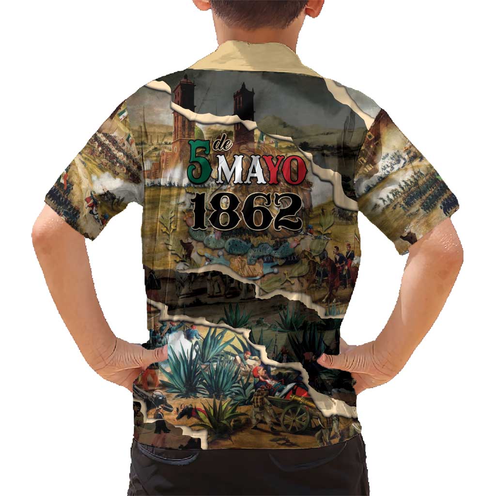 Mexican Battle of Puebla Kid Hawaiian Shirt Vintage Art Style