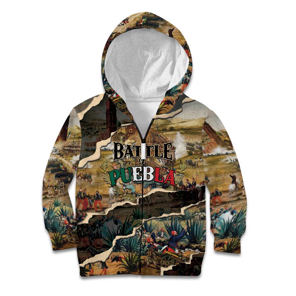 Mexican Battle of Puebla Kid Hoodie Vintage Art Style