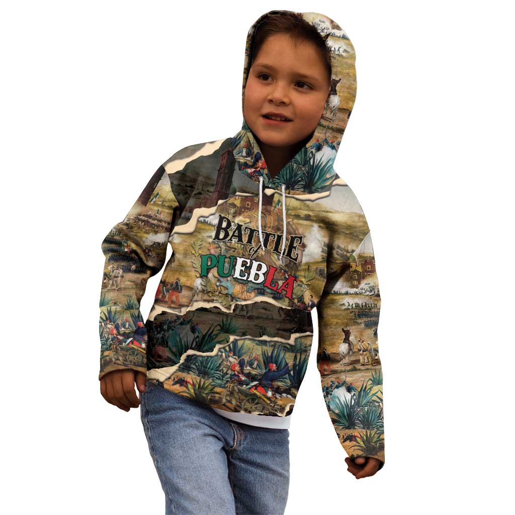 Mexican Battle of Puebla Kid Hoodie Vintage Art Style