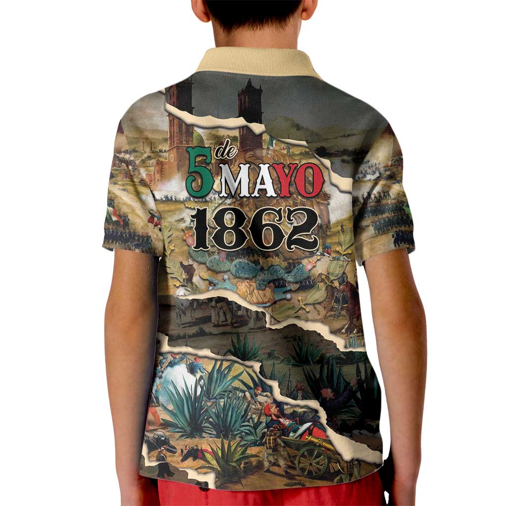 Mexican Battle of Puebla Kid Polo Shirt Vintage Art Style