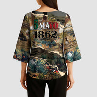 Mexican Battle of Puebla Kimono Sleeve Blouse Vintage Art Style