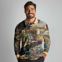 Mexican Battle of Puebla Long Sleeve Polo Shirt Vintage Art Style