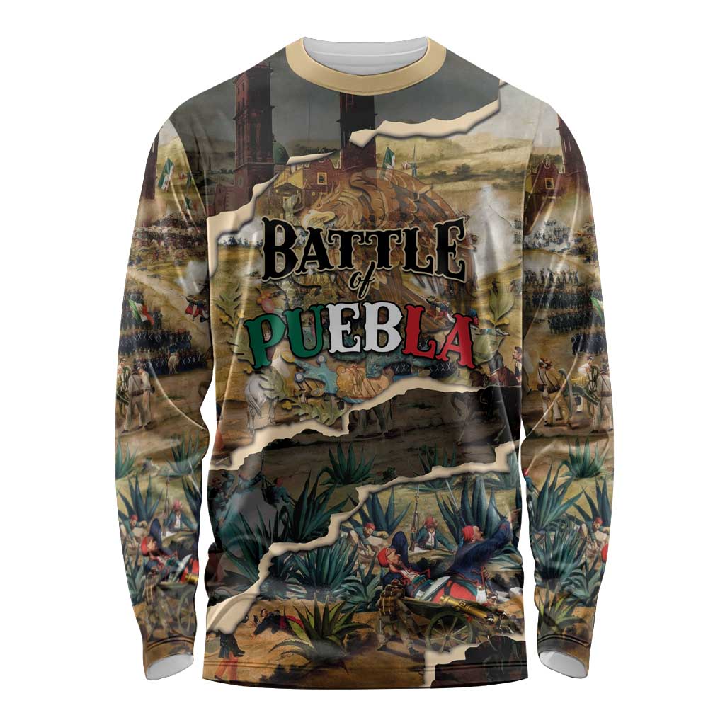Mexican Battle of Puebla Long Sleeve Shirt Vintage Art Style