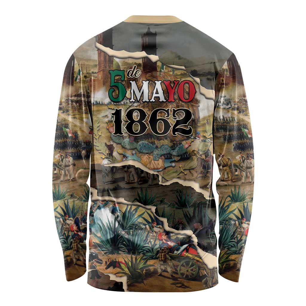 Mexican Battle of Puebla Long Sleeve Shirt Vintage Art Style