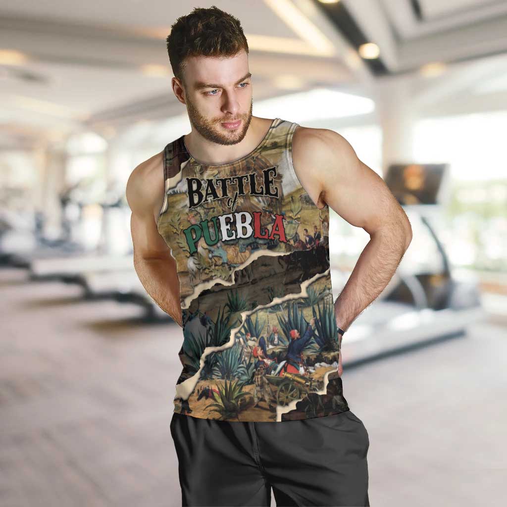 Mexican Battle of Puebla Men Tank Top Vintage Art Style