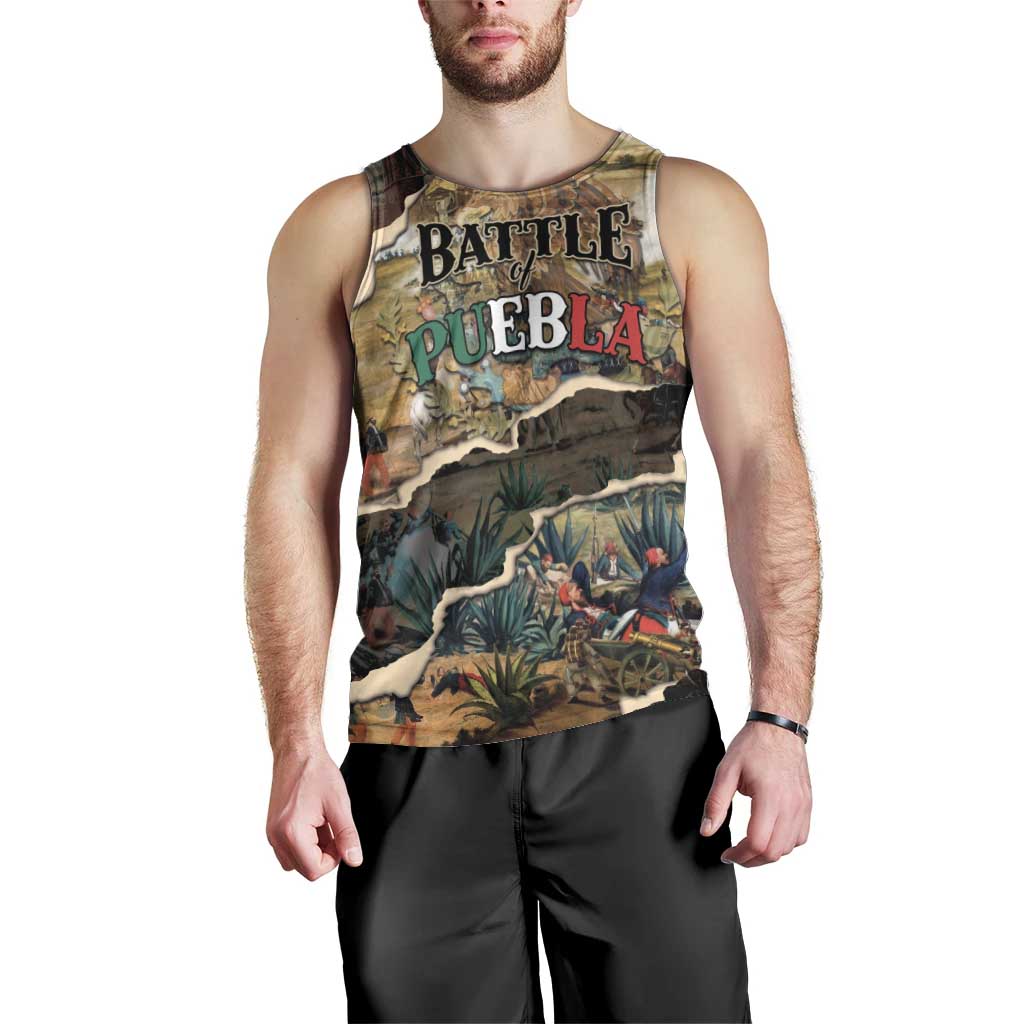 Mexican Battle of Puebla Men Tank Top Vintage Art Style