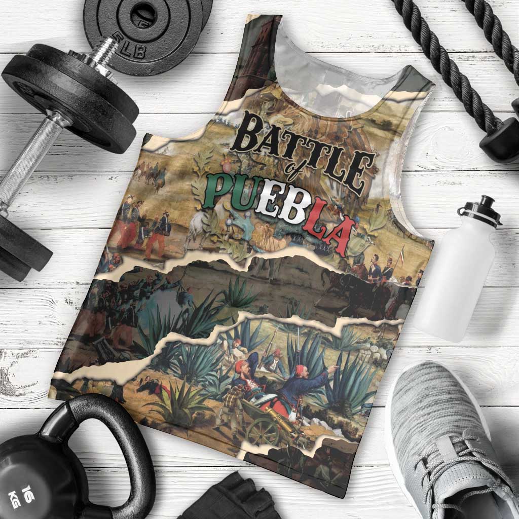 Mexican Battle of Puebla Men Tank Top Vintage Art Style