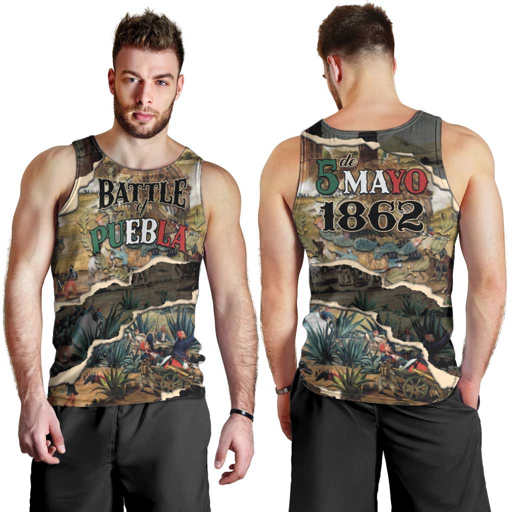 Mexican Battle of Puebla Men Tank Top Vintage Art Style