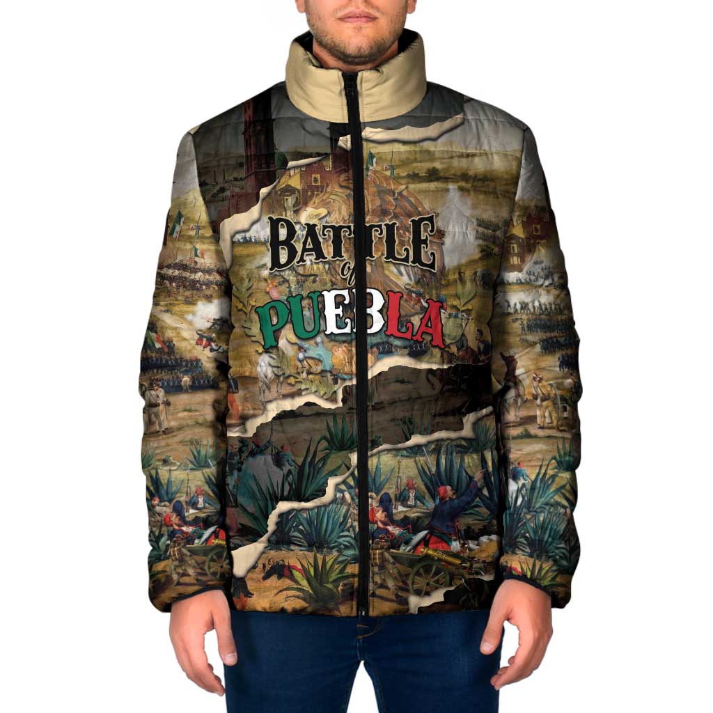 Mexican Battle of Puebla Padded Jacket Vintage Art Style