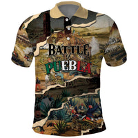 Mexican Battle of Puebla Polo Shirt Vintage Art Style