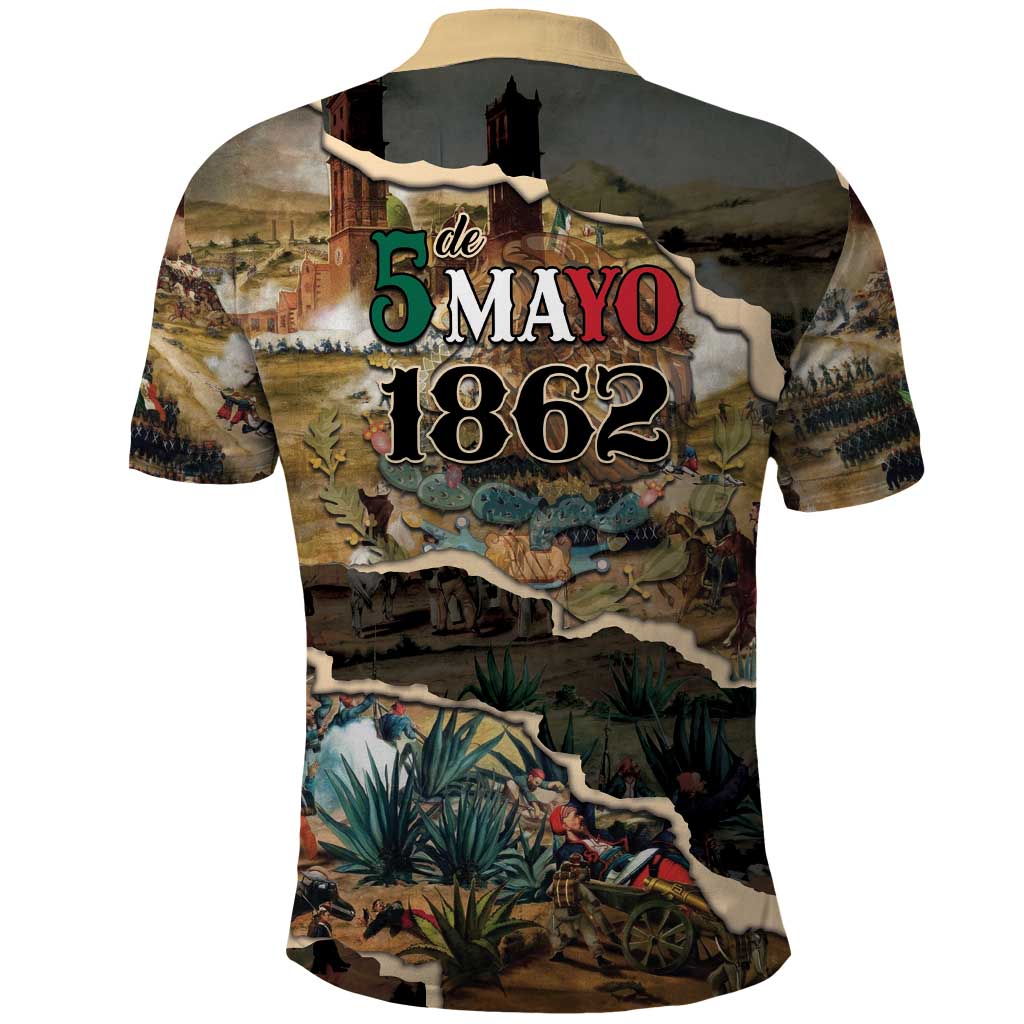 Mexican Battle of Puebla Polo Shirt Vintage Art Style