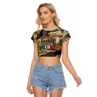 Mexican Battle of Puebla Raglan Cropped T Shirt Vintage Art Style