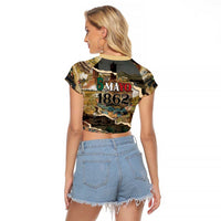 Mexican Battle of Puebla Raglan Cropped T Shirt Vintage Art Style