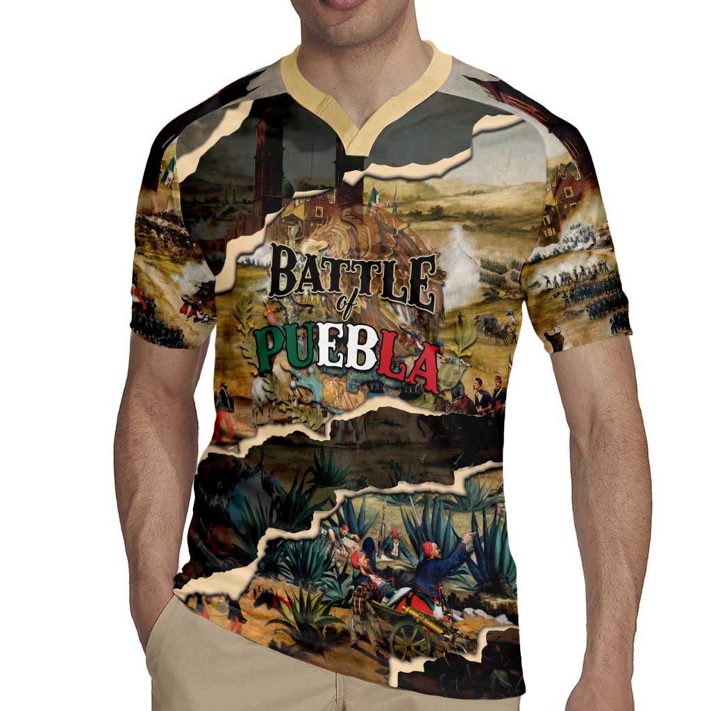 Mexican Battle of Puebla Rugby Jersey Vintage Art Style