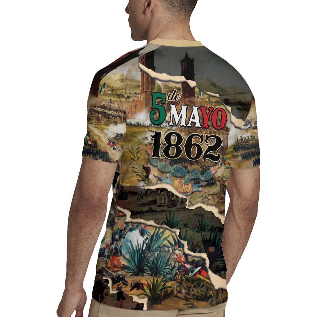 Mexican Battle of Puebla Rugby Jersey Vintage Art Style