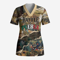 Mexican Battle of Puebla Scrub Top Vintage Art Style