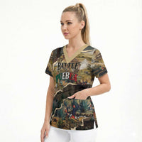 Mexican Battle of Puebla Scrub Top Vintage Art Style