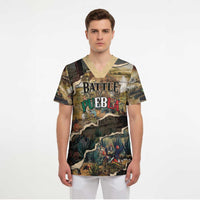 Mexican Battle of Puebla Scrub Top Vintage Art Style