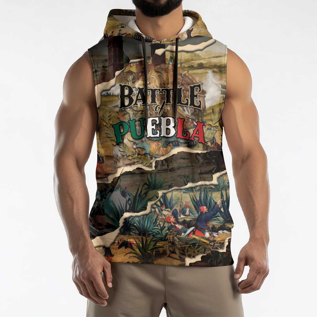 Mexican Battle of Puebla Sleeveless Hoodie Vintage Art Style