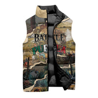 Mexican Battle of Puebla Sleeveless Puffer Jacket Vintage Art Style