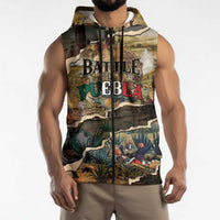 Mexican Battle of Puebla Sleeveless Zip Hoodie Vintage Art Style
