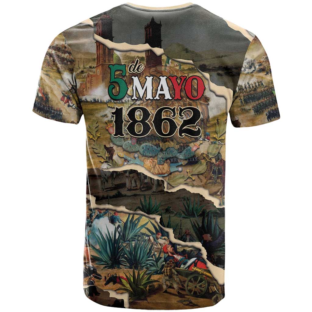 Mexican Battle of Puebla T Shirt Vintage Art Style