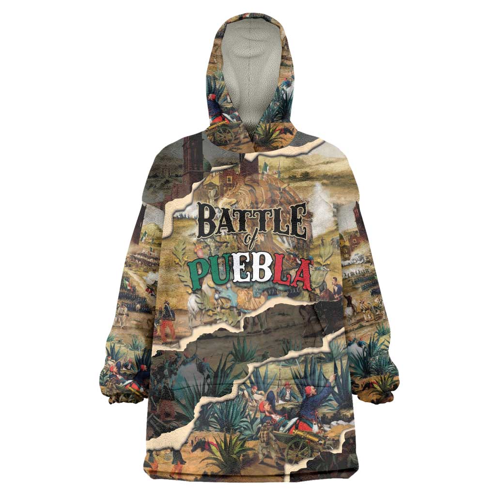 Mexican Battle of Puebla Wearable Blanket Hoodie Vintage Art Style