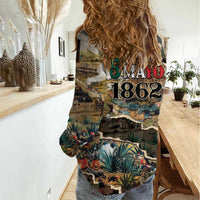 Mexican Battle of Puebla Women Casual Shirt Vintage Art Style