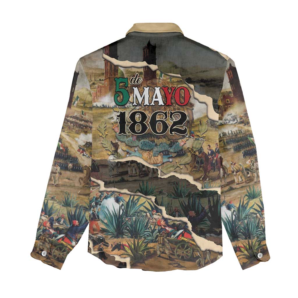 Mexican Battle of Puebla Women Casual Shirt Vintage Art Style