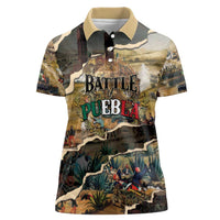 Mexican Battle of Puebla Women Polo Shirt Vintage Art Style