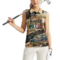Mexican Battle of Puebla Women Sleeveless Polo Shirt Vintage Art Style