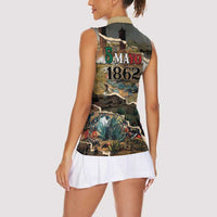 Mexican Battle of Puebla Women Sleeveless Polo Shirt Vintage Art Style