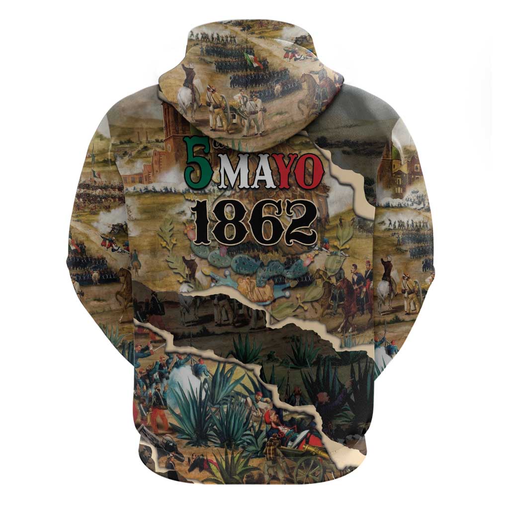 Mexican Battle of Puebla Zip Hoodie Vintage Art Style