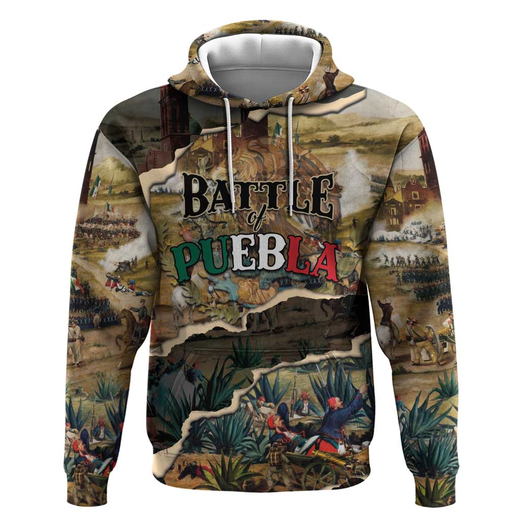 Mexican Battle of Puebla Zip Hoodie Vintage Art Style