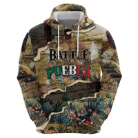 Mexican Battle of Puebla Zip Hoodie Vintage Art Style