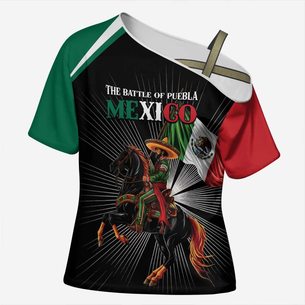 Mexico Battle of Puebla Cross Shoulder Shirt Mexican Warrior
