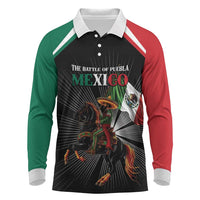 Mexico Battle of Puebla Long Sleeve Polo Shirt Mexican Warrior