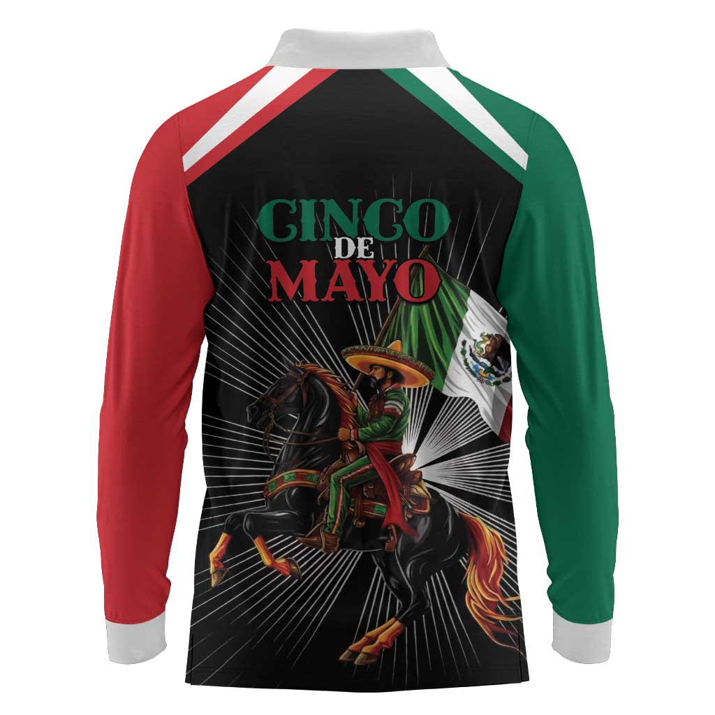 Mexico Battle of Puebla Long Sleeve Polo Shirt Mexican Warrior