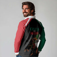 Mexico Battle of Puebla Long Sleeve Polo Shirt Mexican Warrior
