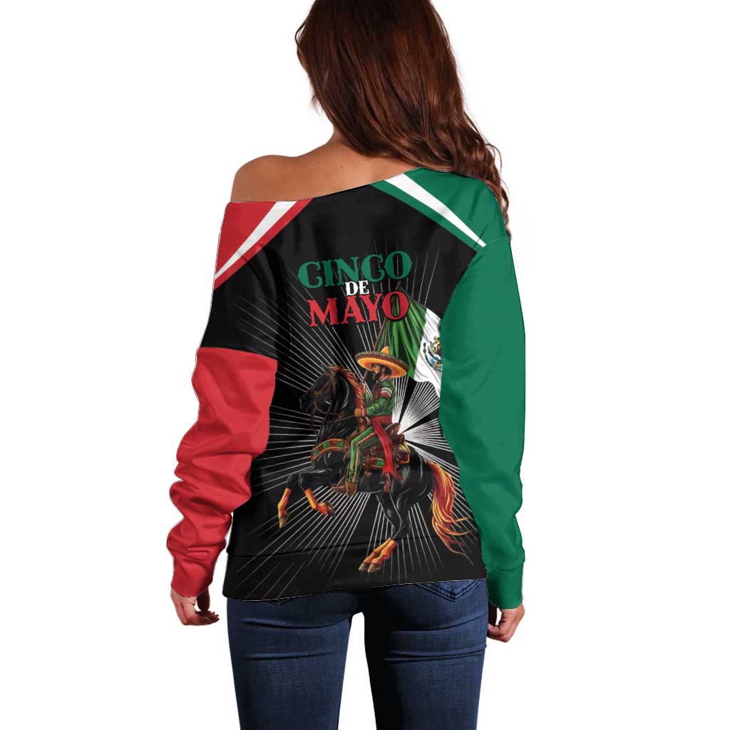 Mexico Battle of Puebla Off Shoulder Sweater Mexican Warrior