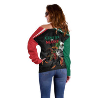 Mexico Battle of Puebla Off Shoulder Sweater Mexican Warrior